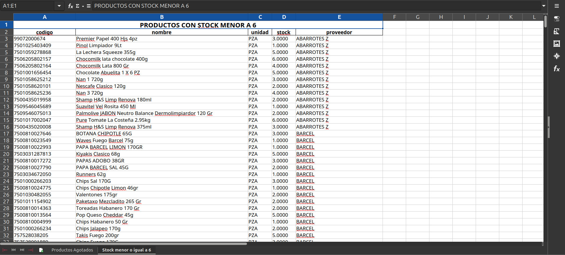Automatización de stock