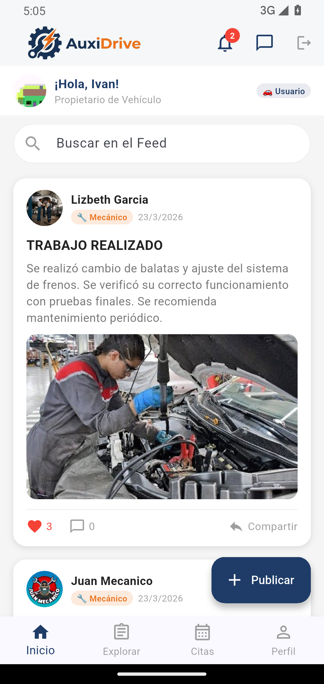 AuxiDrive - Feed social