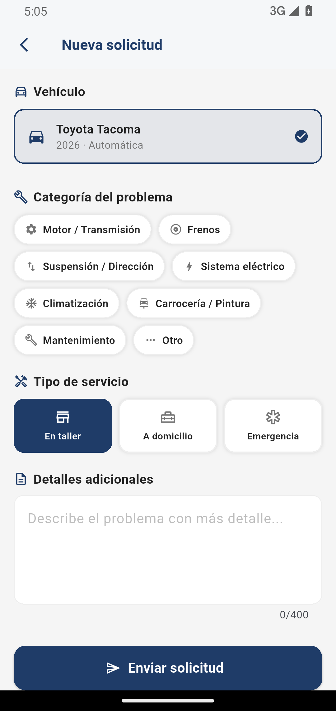 AuxiDrive - Nueva solicitud